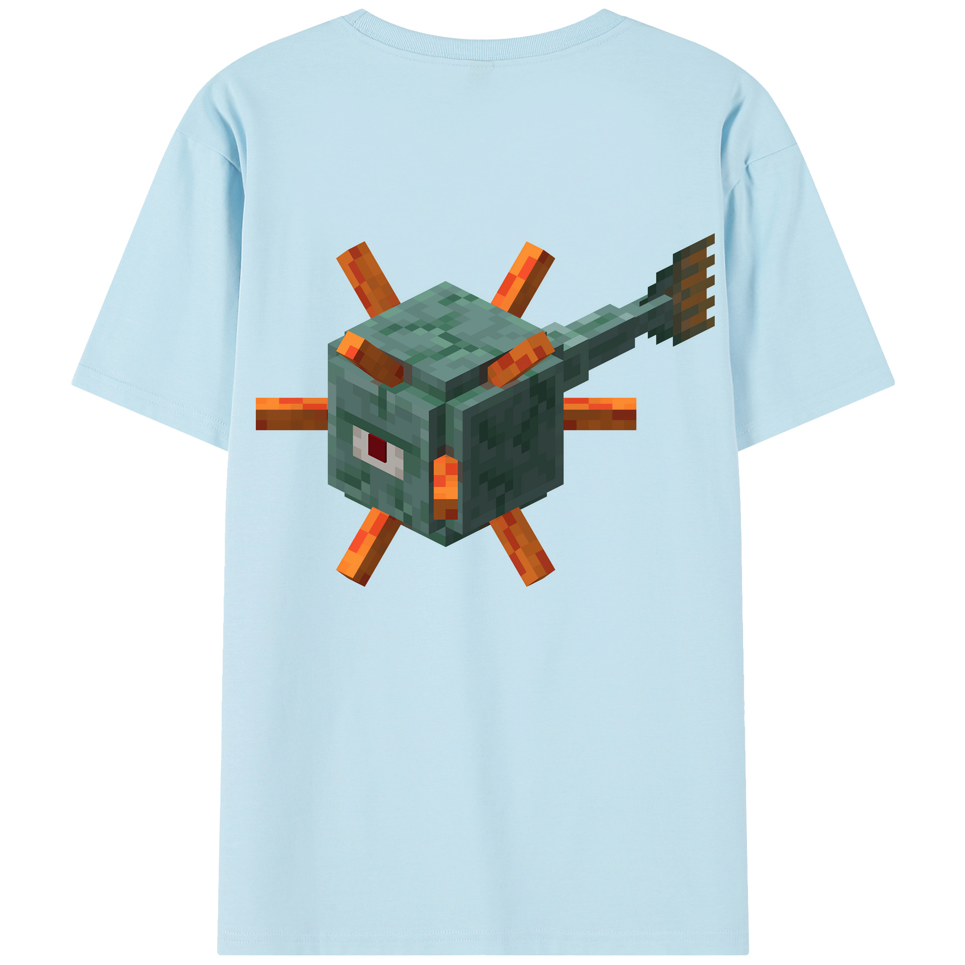 （画像用） マインクラフト ブロックの世界 Minecraft MC Block world 綿100％半袖Tシャツ（背面プリント）